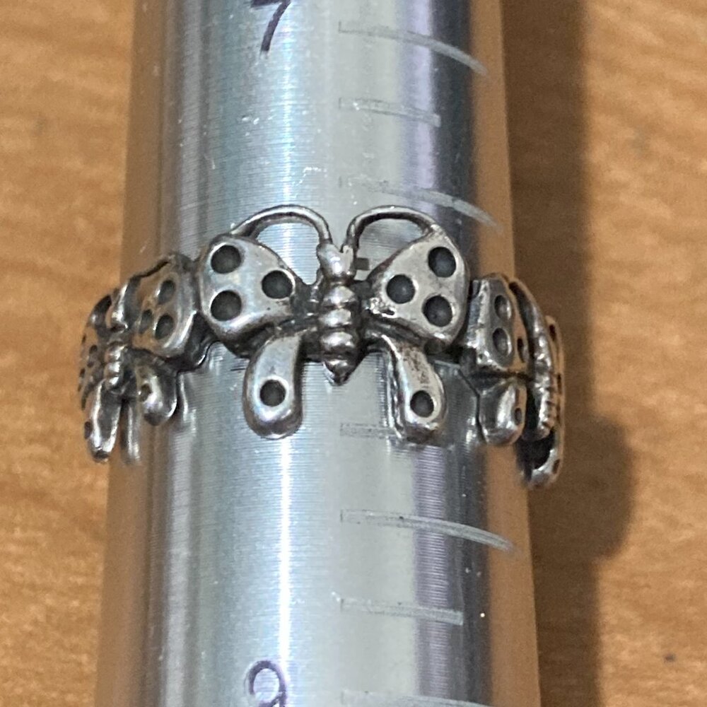 Vintage Shube sterling silver band of butterflies ring